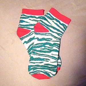 Pink sparkly blue striped girl socks